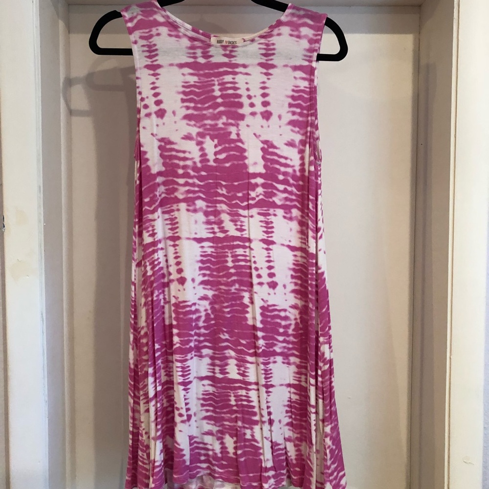 Pink and white tie dye tank dress